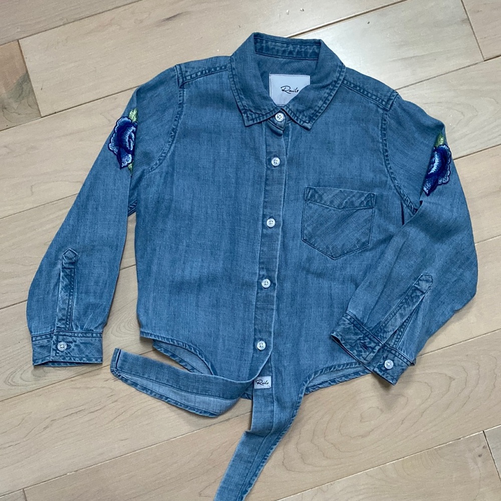Rails super soft knot front button down shirt embroidered